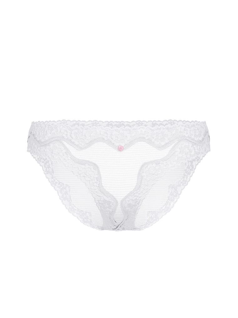 Chiloți din bumbac cu dungi cu dantelă pe marginile bikinilor. Produsul este alb și provine din colecția Lacie.