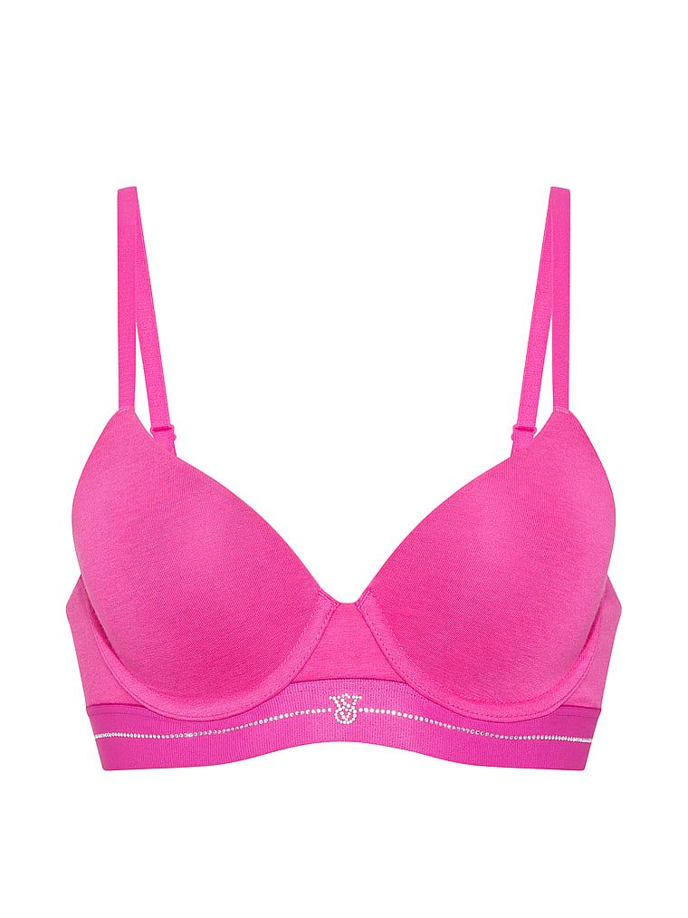 Sutien push-up din bumbac Perfect Shape Signature Shine. Produsul este roz și provine din colecția de tricouri.