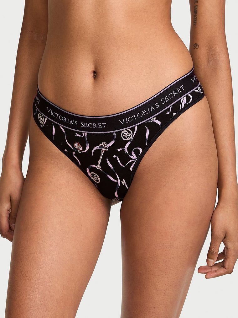 Cotton Chiloți tanga din bumbac elastic cu logo