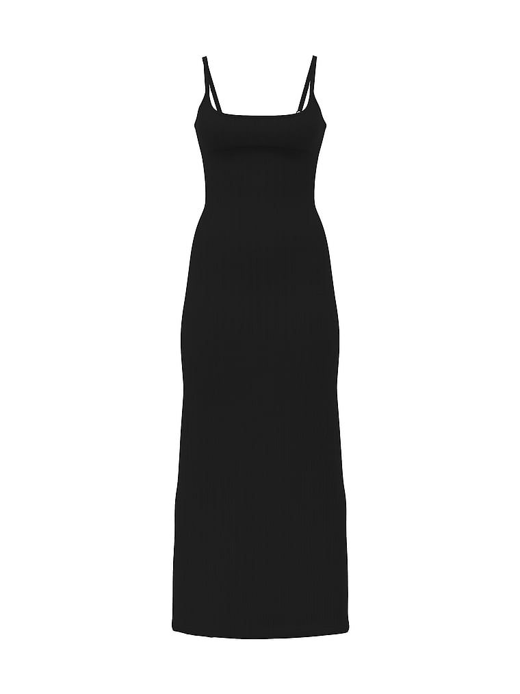 Rochie maxi lungă realizată din modal Ultra-Fine Slip. Produsul este negru și provine din colecția Victoria's Secret.