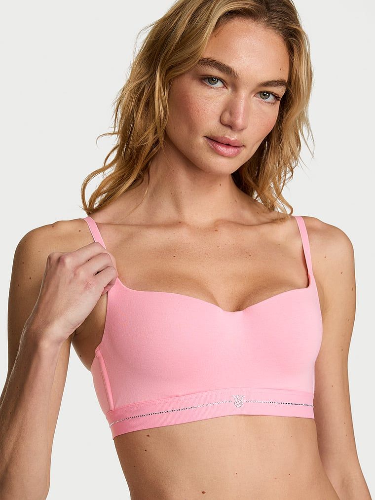 T-shirt Sutien Balconette din bumbac cu căptușeală subțire Signature Shine