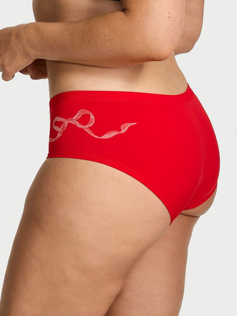 Chiloți cu fundițe Seamless Bow Hiphugger. Produsul este de culoare roșie și provine din colecția Seamless