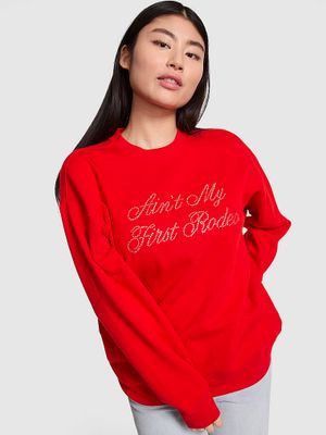 PINK Pulover Ivy Crew, oversized, din material fleece