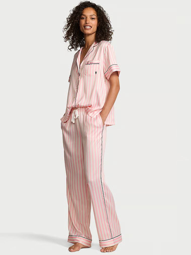 Victoria's Secret Set pentru somn din satin cu mâneci scurte