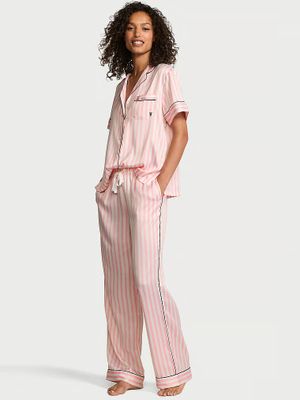 Victoria's Secret Set pentru somn din satin cu mâneci scurte