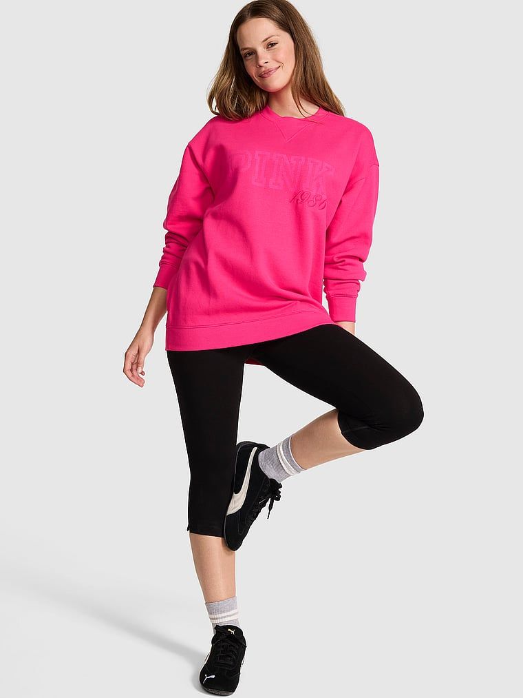 Bluză tip sweatshirt Campus Fleece oversized cu guler rotund