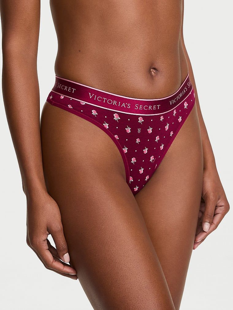 Cotton Chiloți tanga din bumbac elastic cu logo