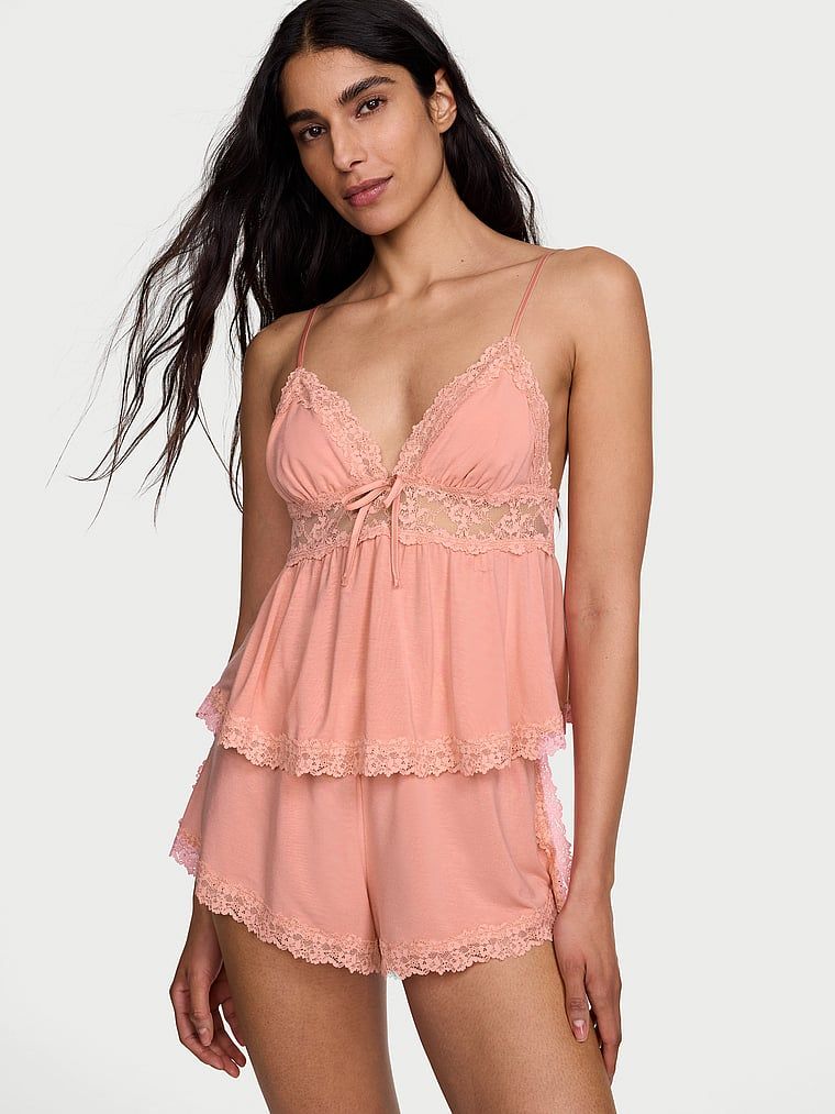 Victoria's Secret Set cami și șort SoSoft cu margine din dantelă, din modal