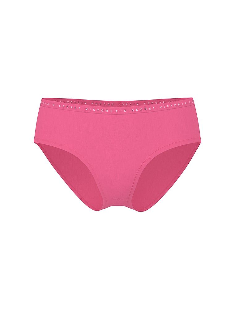 Chiloți de bumbac Hiphugger. Produsul este de culoare roz și provine din colecția Victoria's Secret.