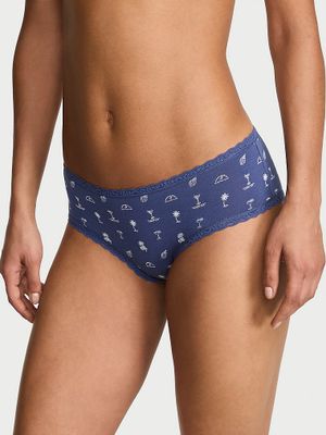Lace Trim Chiloți Cheeky din bumbac cu talie din dantelă