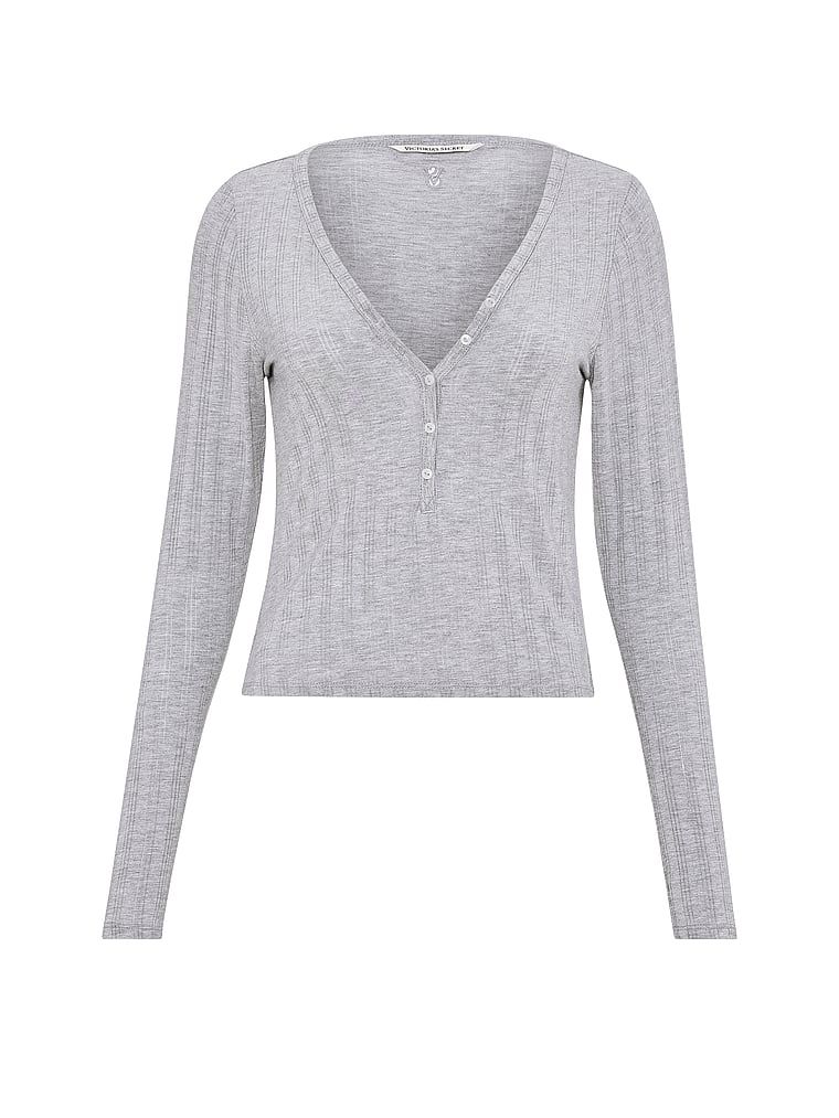 Bluză modală de somn SoSoft Ultra-Fine. Produsul este de culoare gri și provine din colecția Victoria's Secret.