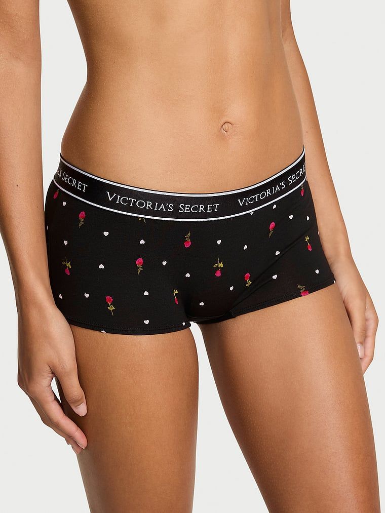 Pantaloni scurți din bumbac cu logo-ul la talie Boyshort. Produsul are o culoare florală și provine din colecția Bumbac.
