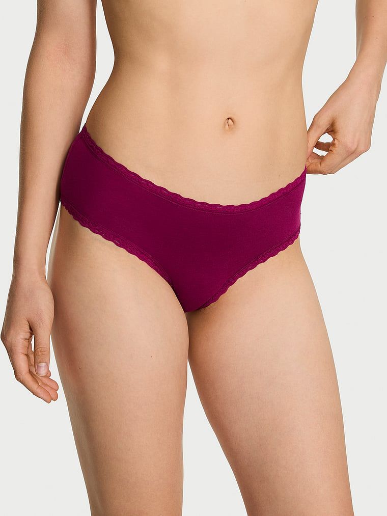 Chiloți din bumbac cu dantelă pe margini Lante-Waist Cheeky. Produsul este roz și provine din colecția Body by Victoria.