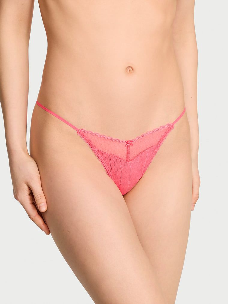 Victoria's Secret Chiloți V-String Pointelle din dantelă