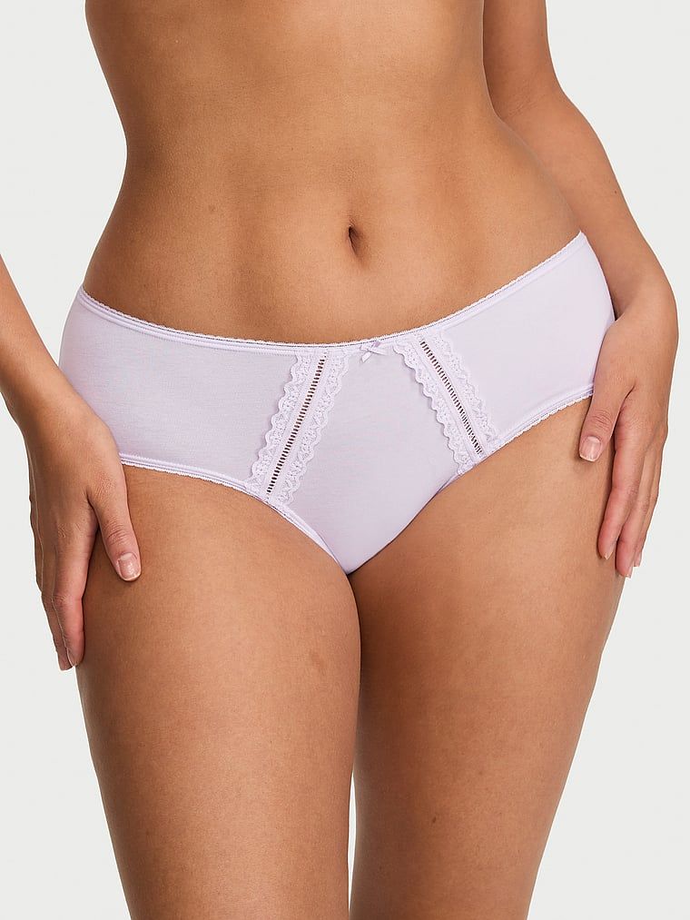 Victoria's Secret Chiloți Hiphugger din bumbac, cu margini din dantelă
