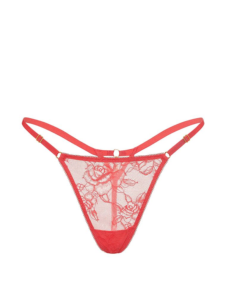 Tanga din dantelă cu bretele reglabile Hardware. Produsul este roz și provine din colecția Very Sexy.