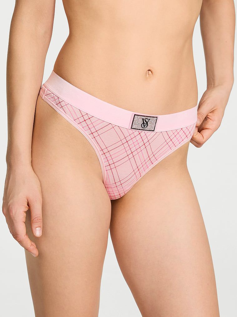 Tanga din bumbac cu logo Shine Patch Velvet. Produsul este modelat și provine din colecția Bumbac.