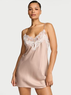 Dream Angels Rochie tip furou scurtă, din satin, cu margini din dantelă