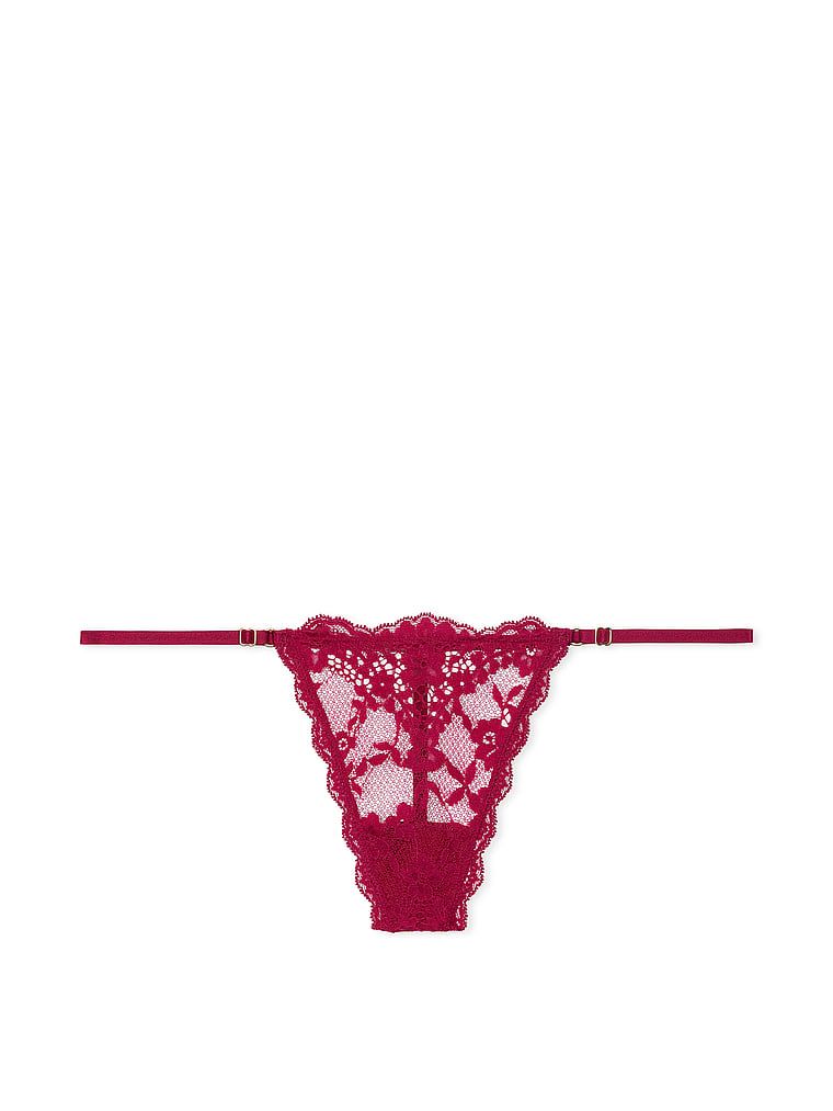 Tanga din dantelă cu bretele reglabile din dantelă V-String. Produsul este roșu și provine din colecția Dream Angels.