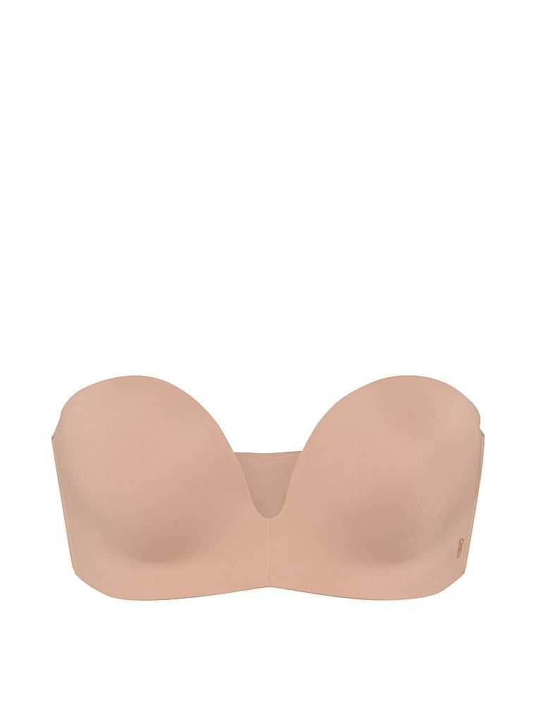 Sutien push-up fără bretele care închid mărimea 2 mărimi bombshell. Produsul este de culoare bej și provine din colecția Invisible by Victoria's Secret.