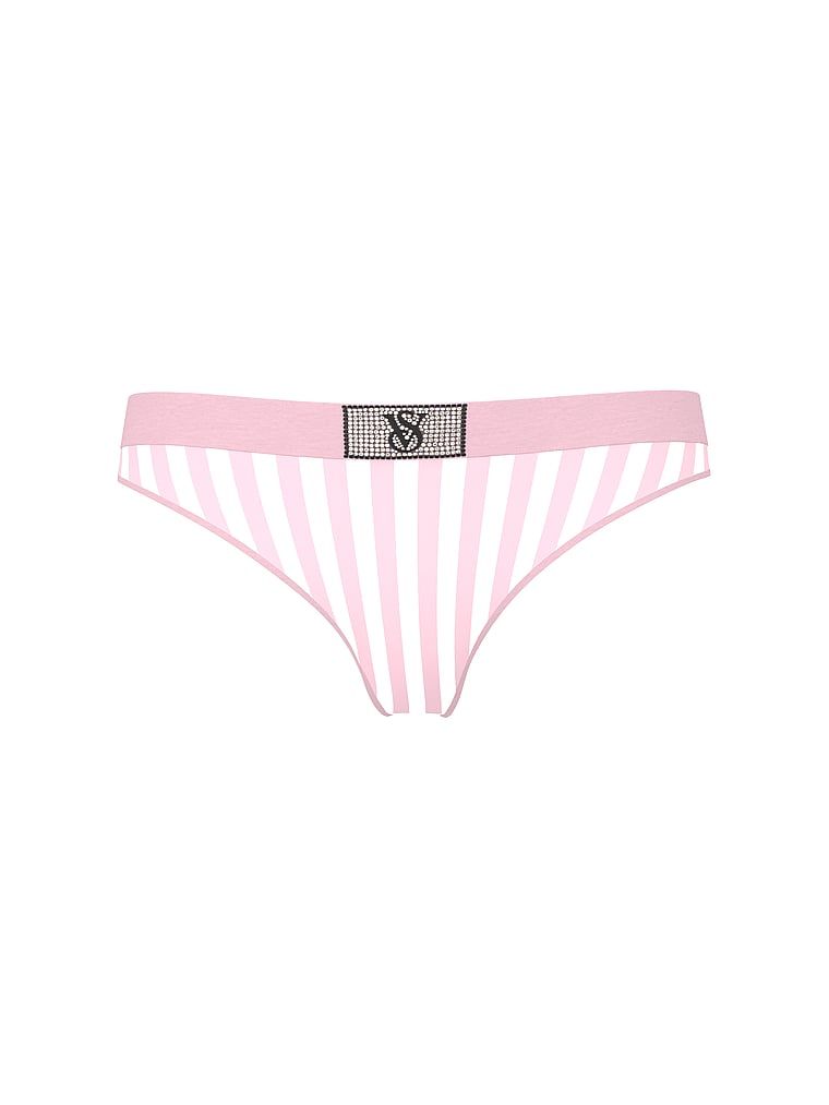 Tanga din bumbac cu logo Shine Patch strălucitor. Produsul are un model cu dungi și provine din colecția Bumbac