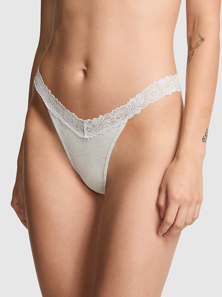 Chiloți Cotton Lace-Trim Thong
