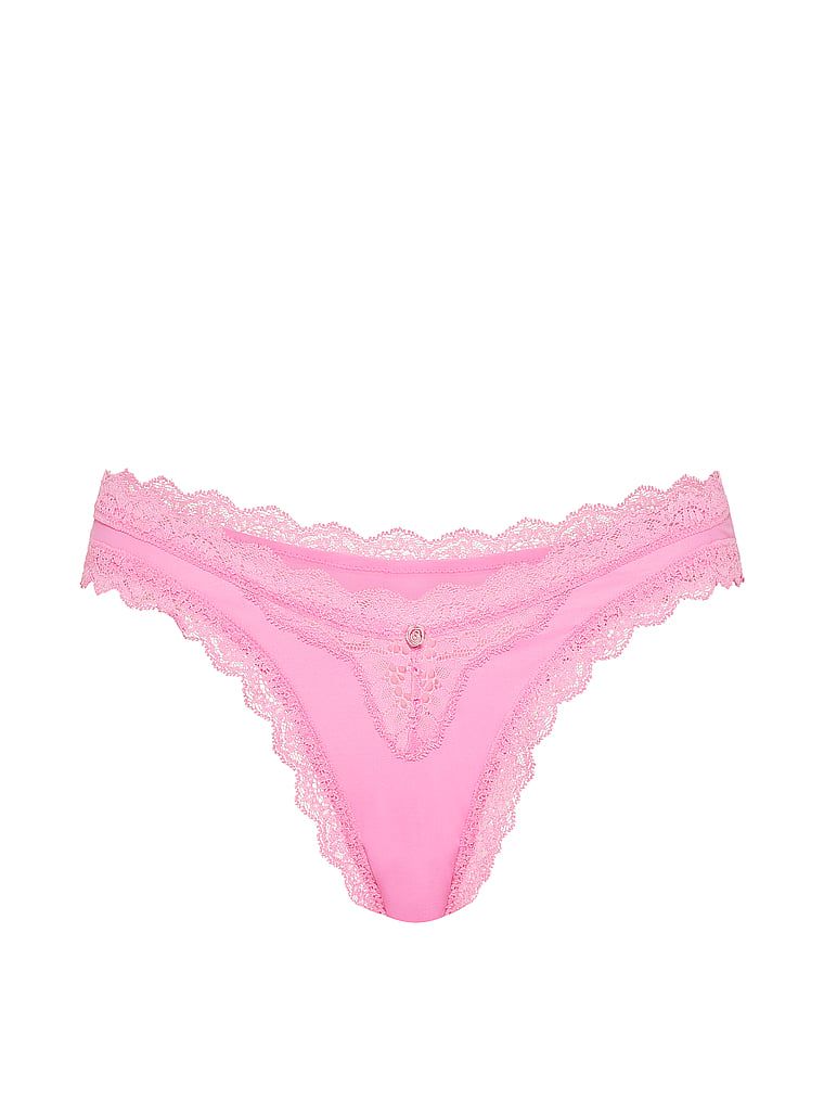 Chiloți brazilieni cu dantelă, dantelă, brazilieni. Produsul este roz și provine din colecția Dream Angels.