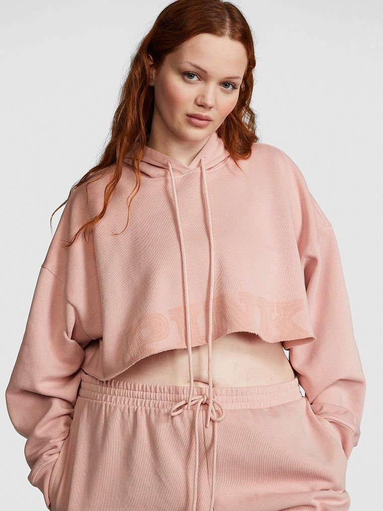 Hanorac crop din material Ivy Fleece Super