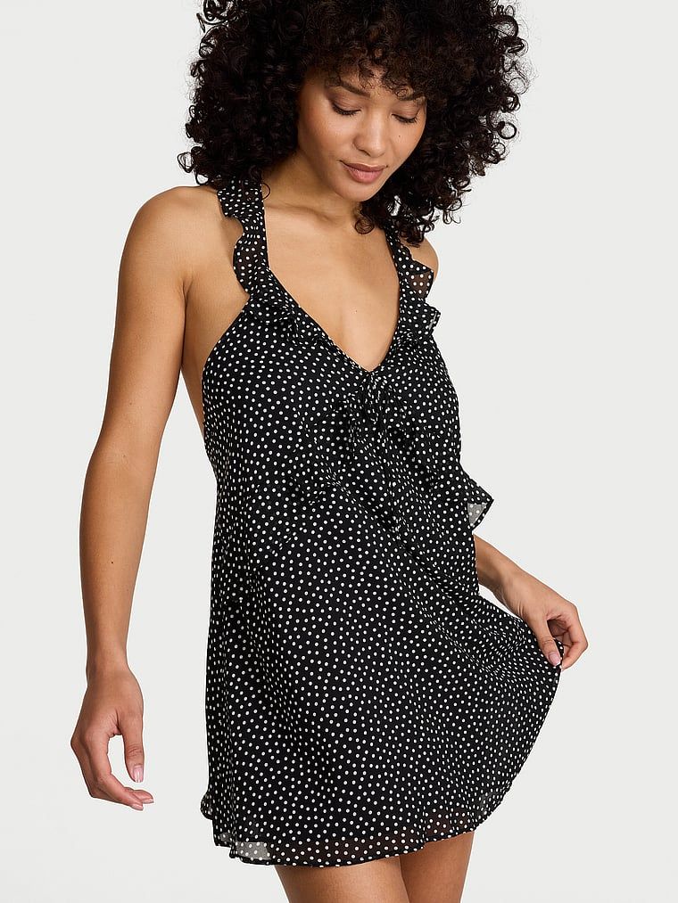 Dream Angels Rochie mini evazată din șifon cu buline
