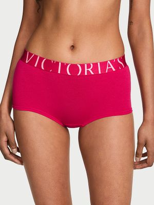 Cotton Chiloți Boyshort din bumbac, cu logo supradimensionat