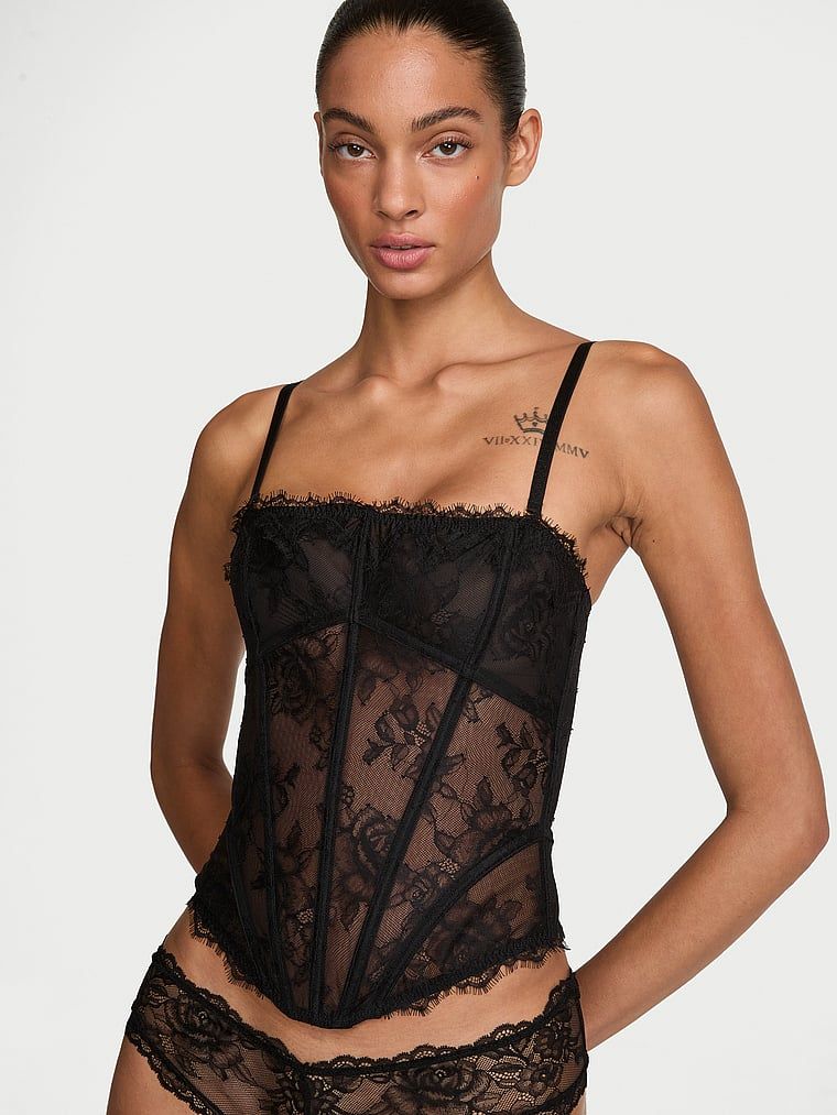 Corset Rose Lace. Produsul este negru și provine din colecția Very Sexy.