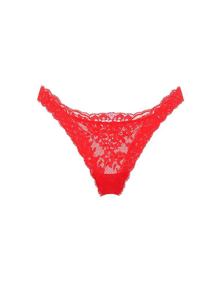 Chiloți brazilieni din dantelă. Produsul este de culoare roșie și provine din colecția Dream Angels.