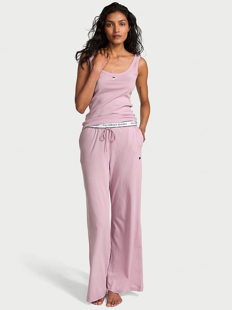 Victorias Secret Set pijama lungă cu maiou din bumbac 100%