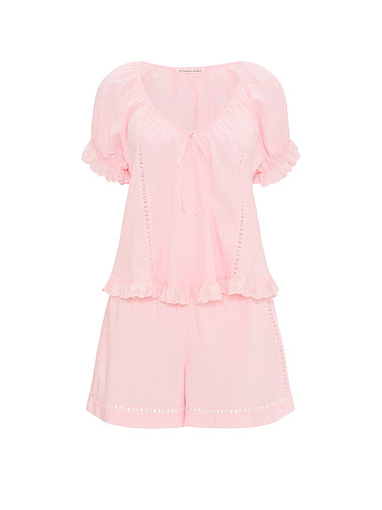 Pijamale vintage din bumbac cu pantaloni scurți Dream. Produsul este roz și provine din colecția Victoria's Secret.