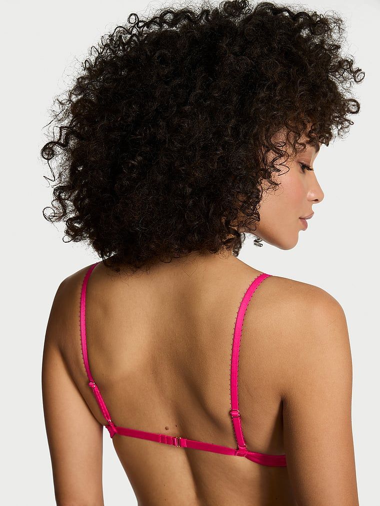 Bralet de sutien cu dungi transparente. Produsul este roz și provine din colecția Victoria's Secret.