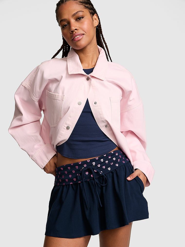 All-Day Cu talie răsfrântă Flirty Mini Fustă-pantalon din bumbac