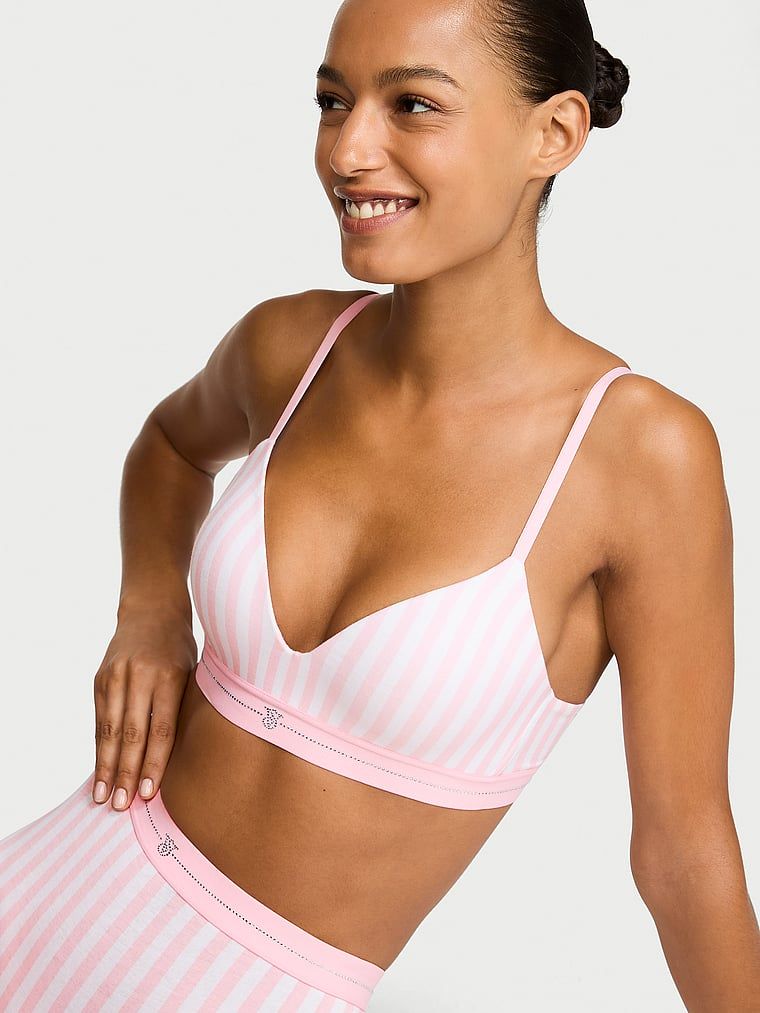 Signature Shine, sutien din bumbac ușor căptușit, fără sârmă. Produsul are o culoare cu model și provine din colecția de tricouri.