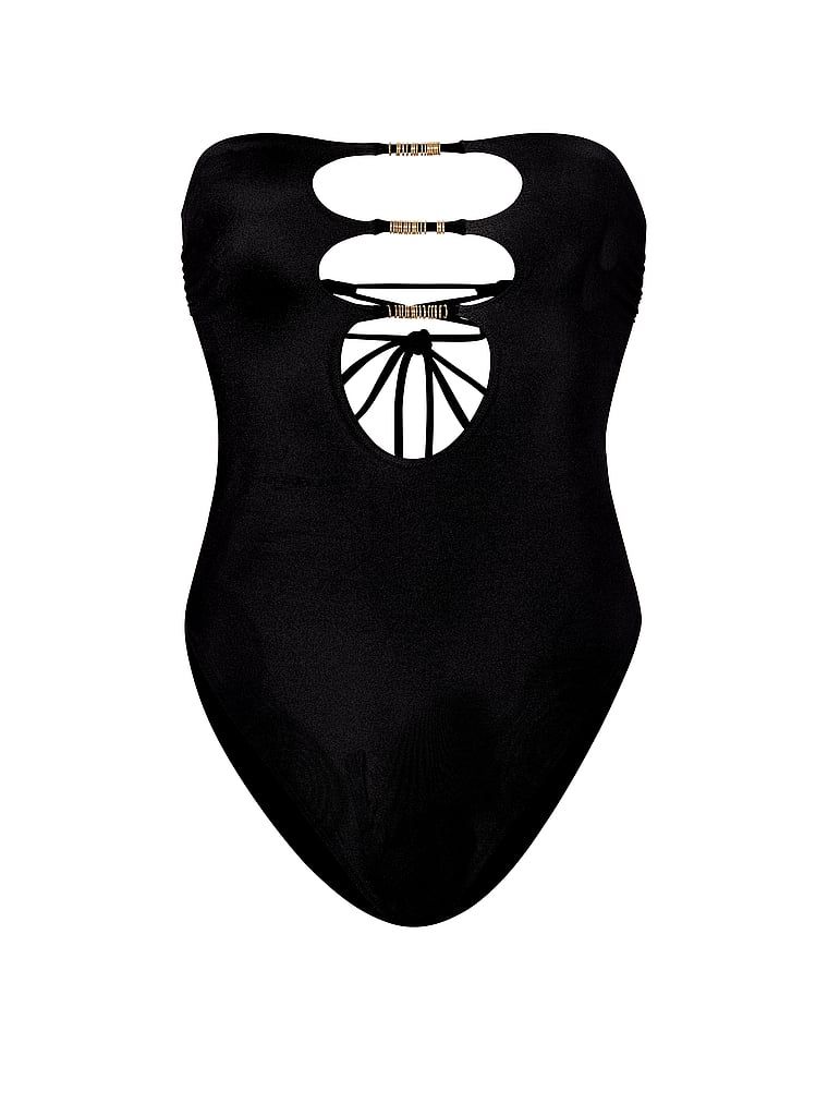 Inele cu costum de baie cu două fețe, într-o singură piesă, decupate. Produsul este multicolor și provine din colecția Victoria's Secret Swim.