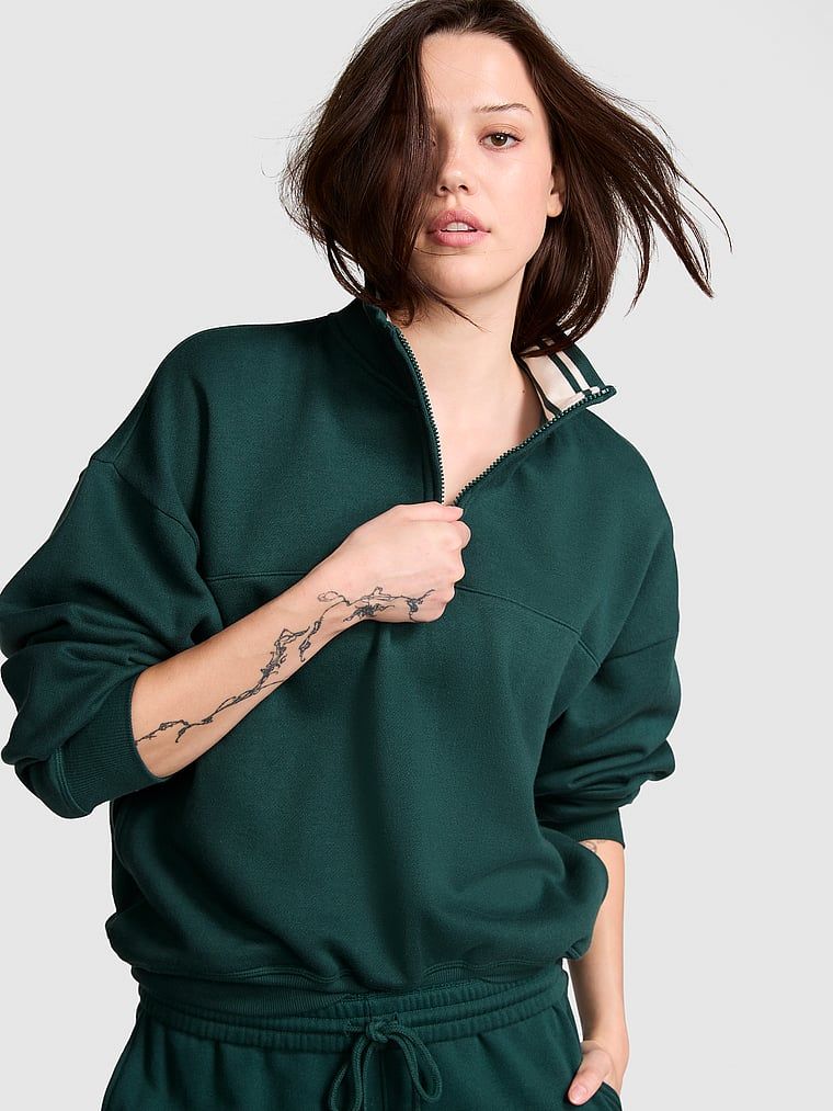 Pulover cu jumătate de fermoar din material Ivy Fleece