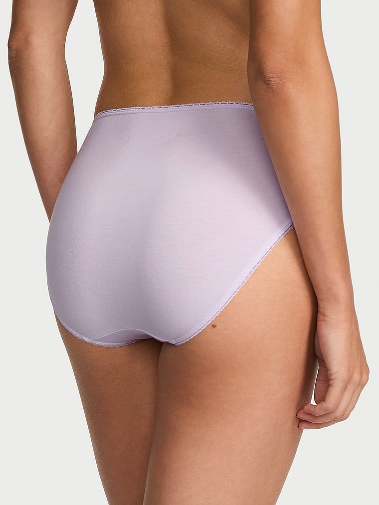 Chiloți din bumbac cu inserții Lace-Trim. Produsul este de culoare mov și provine din colecția Victoria's Secret.