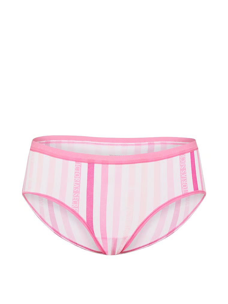 Chiloți din bumbac cu hiphugger. Produsul este modelat și provine din colecția Victoria's Secret.