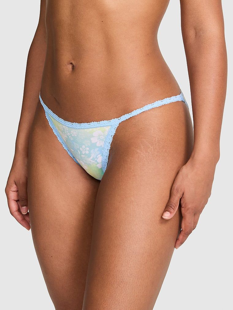 Chilot string bikini cu dantelă PINK Wink
