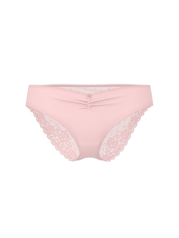 Chiloți din bumbac cu plasă în spate, Heart Lace Hiphugger. Produsul este roz și provine din colecția Victoria's Secret.