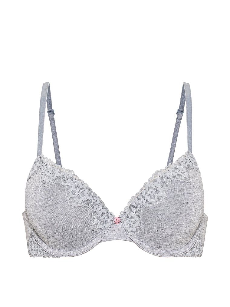 Sutien de bumbac push-up Perfect Shape. Produsul este de culoare gri și provine din colecția de tricouri.