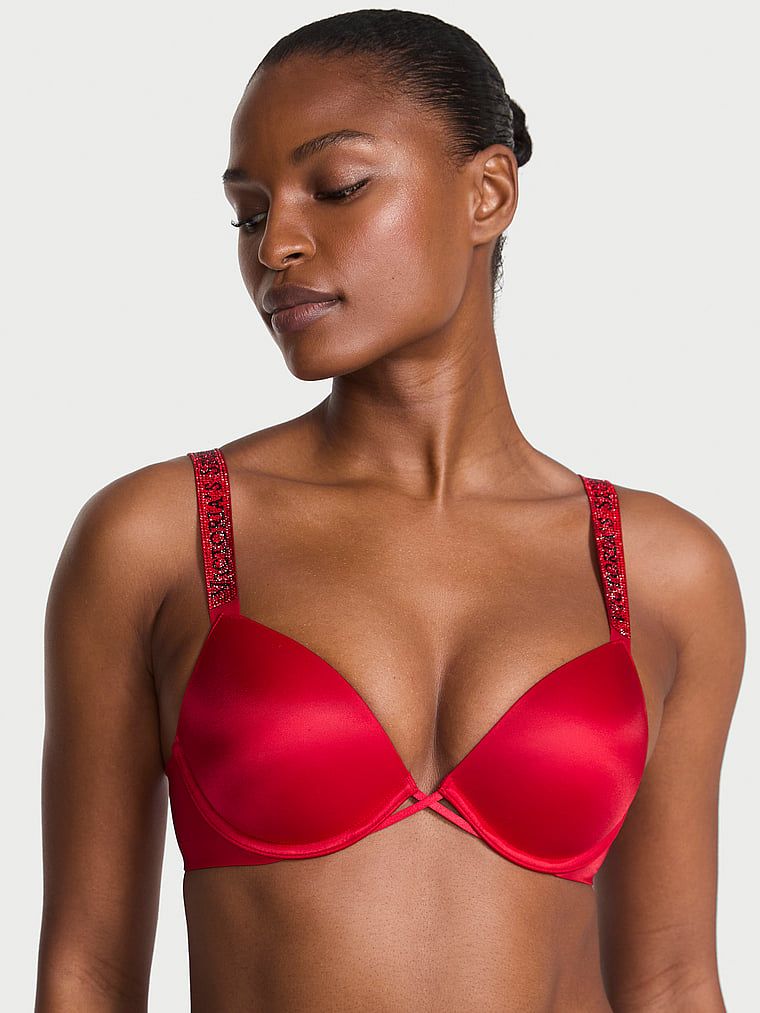 Very Sexy Sutien Push-up cu bretele strălucitoare