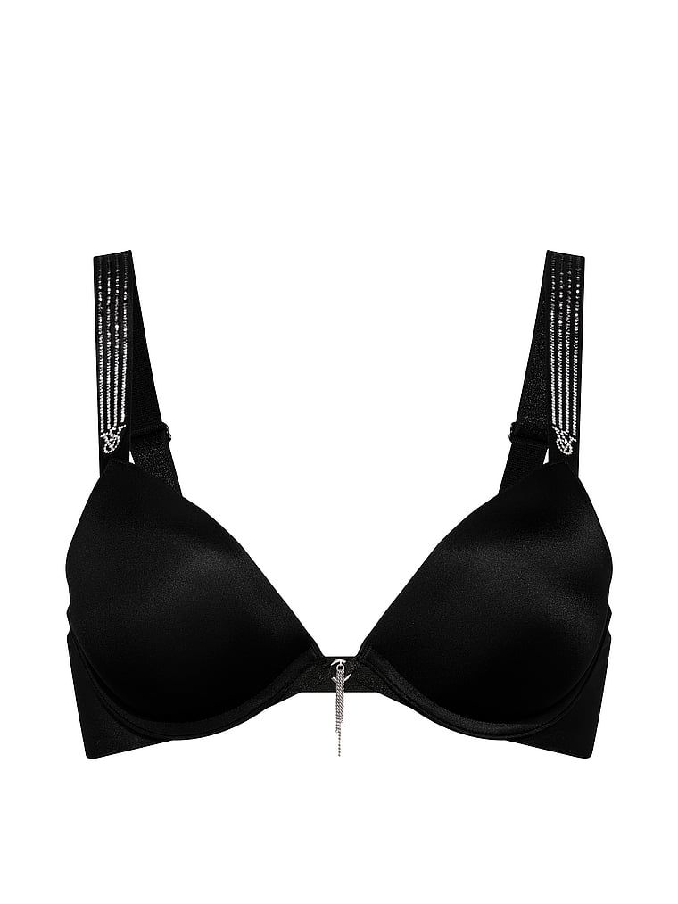 Sutien push-up cu bretele strălucitoare Ombre Shine. Produsul este negru și provine din colecția Very Sexy.