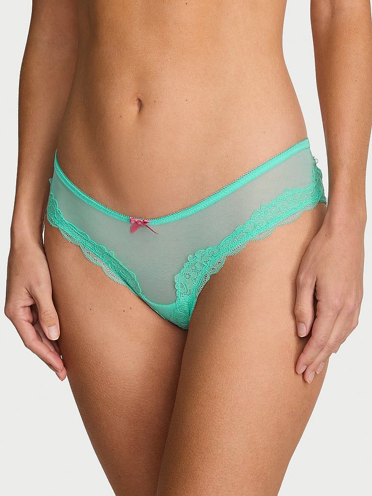 Victoria's Secret Chiloți Cheeky Tease din plasă și dantelă