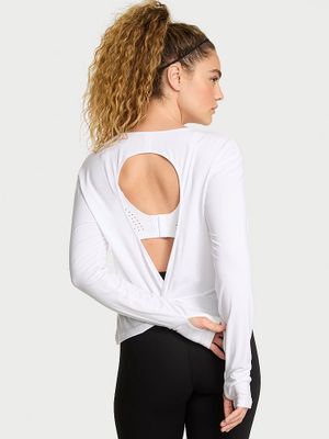 VSX Tricou cu spatele dezvelit și mânecă lungă din tricot fluid VSX Drapey