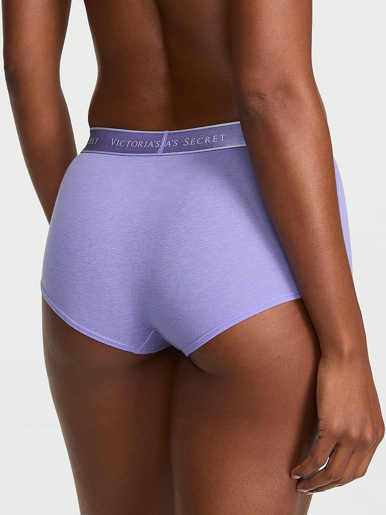 Pantaloni scurți din bumbac cu logo-ul la talie Boyshort. Produsul este de culoare albastră și provine din colecția Bumbac.
