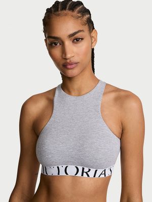 T-shirt Bustieră Bralette Exploded Logo cu guler înalt, din bumbac, fără căptușeală